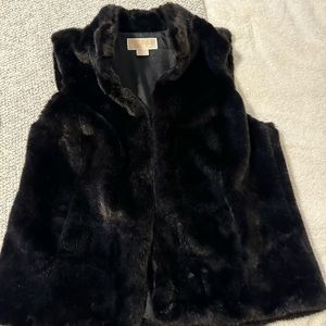 Michael Kors black faux rabbit hair vest; new without tags